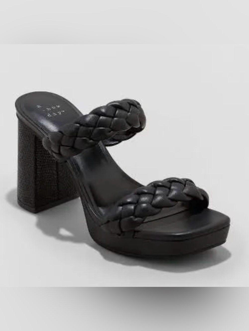 A New Day Black Braided Double-Strap Block Heel Mules - Picture 1 of 6